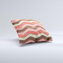 Scratched Coral & Brown Layered Chevron V4 Ink-Fuzed Decorative Throw Pillow