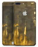 Scratched Golden Surface over Fire - Skin-kit for the iPhone 8 or 8 Plus