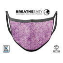 Scratched Purple Grunge Floral Pattern - Made in USA Mouth Cover Unisex Anti-Dust Cotton Blend Reusable & Washable Face Mask with Adjustable Sizing for Adult or Child