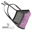 Scratched Purple Grunge Floral Pattern - Made in USA Mouth Cover Unisex Anti-Dust Cotton Blend Reusable & Washable Face Mask with Adjustable Sizing for Adult or Child