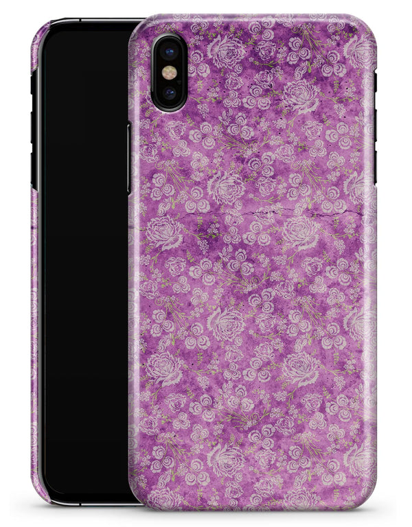 Scratched Purple Grunge Floral Pattern - iPhone X Clipit Case