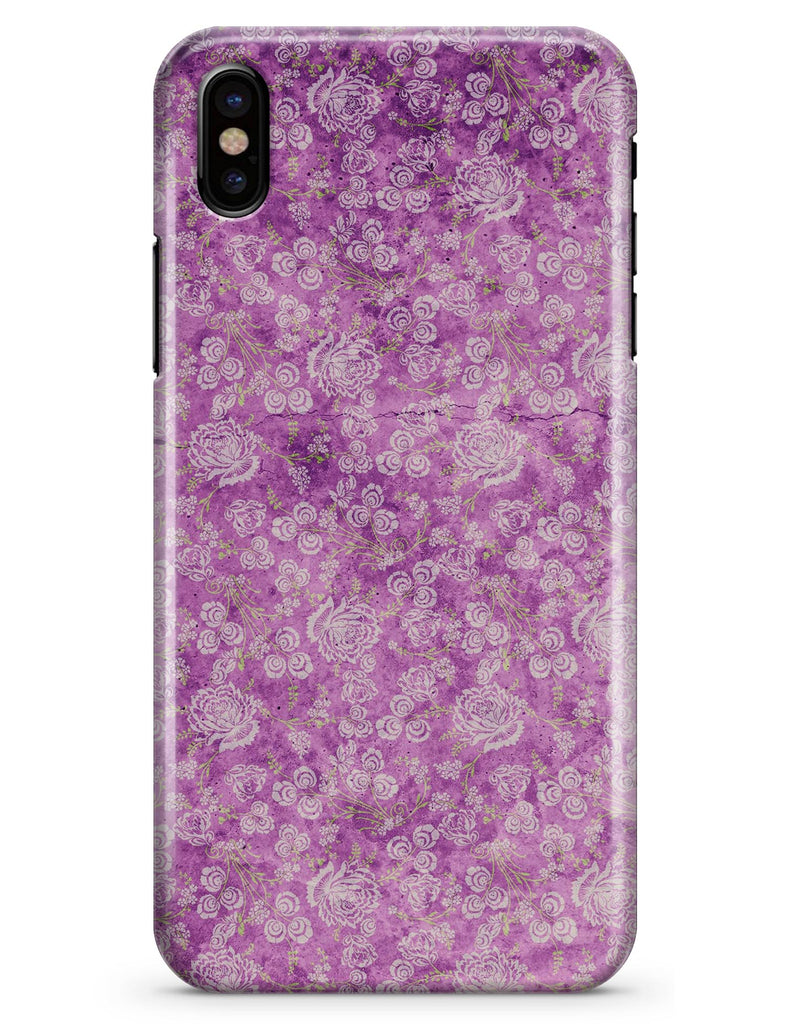 Scratched Purple Grunge Floral Pattern - iPhone X Clipit Case
