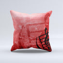 Scratched Red Surface with Black Music Note Ink-Fuzed Decorative Throw Pillow