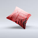 Scratched Red Surface with Black Music Note Ink-Fuzed Decorative Throw Pillow