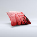 Scratched Red Surface with Black Music Note Ink-Fuzed Decorative Throw Pillow
