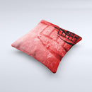 Scratched Red Surface with Black Music Note Ink-Fuzed Decorative Throw Pillow