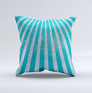 Scratched Striped Blue Rays ink-Fuzed Decorative Throw Pillow