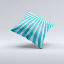 Scratched Striped Blue Rays ink-Fuzed Decorative Throw Pillow