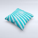 Scratched Striped Blue Rays ink-Fuzed Decorative Throw Pillow