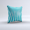 Scratched Striped Blue Rays ink-Fuzed Decorative Throw Pillow