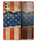 Scratched Surface Peeled American Flag - Skin-Kit for the Samsung Galaxy S-Series S20, S20 Plus, S20 Ultra , S10 & others (All Galaxy Devices Available)