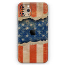 Scratched Surface Peeled American Flag // Skin-Kit compatible with the Apple iPhone 14, 13, 12, 12 Pro Max, 12 Mini, 11 Pro, SE, X/XS + (All iPhones Available)