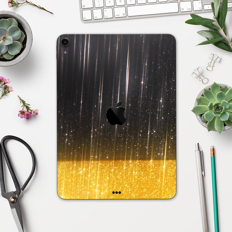 Scratched Surface with Glowing Gold Sparkle - Full Body Skin Decal for the Apple iPad Pro 12.9", 11", 10.5", 9.7", Air or Mini (All Models Available)