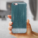 Scratched Teal and White Surface with Silver Sparkle iPhone 6/6s or 6/6s Plus 2-Piece Hybrid INK-Fuzed Case