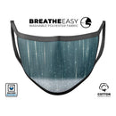 Scratched Teal and White Surface with Silver Sparkle - Made in USA Mouth Cover Unisex Anti-Dust Cotton Blend Reusable & Washable Face Mask with Adjustable Sizing for Adult or Child