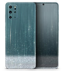 Scratched Teal and White Surface with Silver Sparkle - Premium Vinyl Skin Decal for Samsung Galaxy S25 Ultra, S24, S23, S22 & All Galaxy S Models