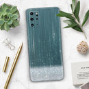 Scratched Teal and White Surface with Silver Sparkle - Premium Vinyl Skin Decal for Samsung Galaxy S25 Ultra, S24, S23, S22 & All Galaxy S Models