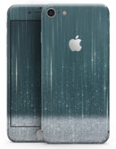 Scratched Teal and White Surface with Silver Sparkle - Skin-kit for the iPhone 8 or 8 Plus