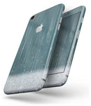 Scratched Teal and White Surface with Silver Sparkle - Skin-kit for the iPhone 8 or 8 Plus