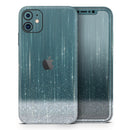 Scratched Teal and White Surface with Silver Sparkle - Vinyl Skin Wrap for iPhone 17 Pro Max, 17 Pro, 17 Air, 17, 16 & All Models — Soft Matte or Ultra Gloss