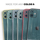 Scratched Teal and White Surface with Silver Sparkle - Vinyl Skin Wrap for iPhone 17 Pro Max, 17 Pro, 17 Air, 17, 16 & All Models — Soft Matte or Ultra Gloss
