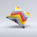 Scratched Yellow Red Accented Chevron Pattern V3 ink-Fuzed Decorative Throw Pillow
