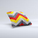 Scratched Yellow Red Accented Chevron Pattern V3 ink-Fuzed Decorative Throw Pillow