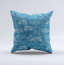 Seamless Blue and White Paisley Swirl ink-Fuzed Decorative Throw Pillow