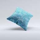 Seamless Blue and White Paisley Swirl ink-Fuzed Decorative Throw Pillow