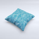 Seamless Blue and White Paisley Swirl ink-Fuzed Decorative Throw Pillow