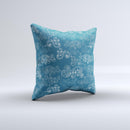 Seamless Blue and White Paisley Swirl ink-Fuzed Decorative Throw Pillow
