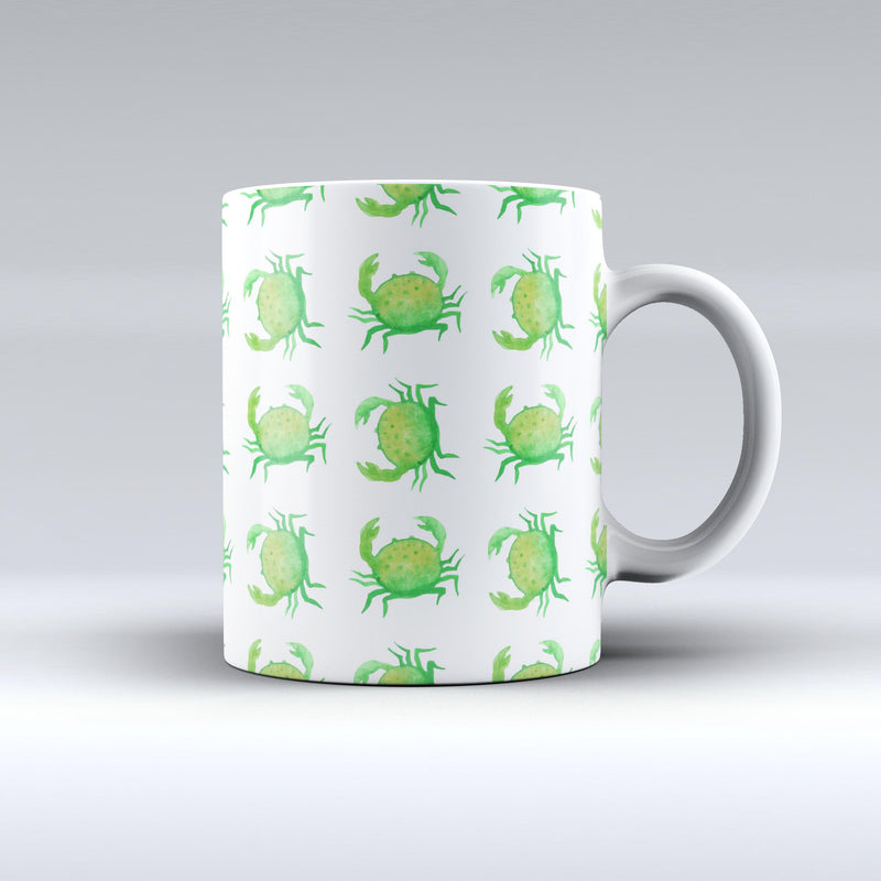 The-Seamless-Green-Crab-WaterColor-ink-fuzed-Ceramic-Coffee-Mug