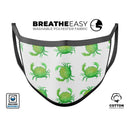 Seamless Green Crab WaterColor - Made in USA Mouth Cover Unisex Anti-Dust Cotton Blend Reusable & Washable Face Mask with Adjustable Sizing for Adult or Child