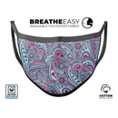 Seamless Mint and Pink Sprout - Made in USA Mouth Cover Unisex Anti-Dust Cotton Blend Reusable & Washable Face Mask with Adjustable Sizing for Adult or Child
