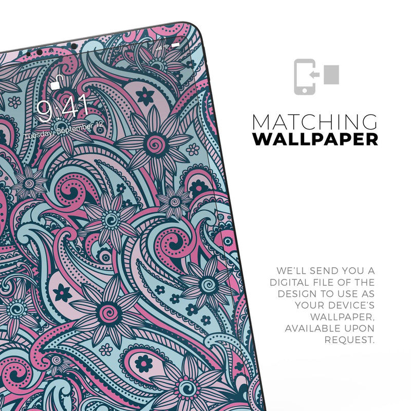 Seamless Mint and Pink Sprout - Full Body Skin Decal for the Apple iPad Pro 12.9", 11", 10.5", 9.7", Air or Mini (All Models Available)