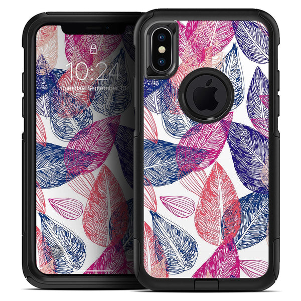 Seamless Pink & Blue Color Leaves - Skin Kit for the iPhone OtterBox Cases