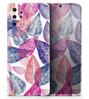 Seamless Pink & Blue Color Leaves - Premium Vinyl Skin Decal for Samsung Galaxy S25 Ultra, S24, S23, S22 & All Galaxy S Models
