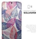 Seamless Pink & Blue Color Leaves - Premium Vinyl Skin Decal for Samsung Galaxy S25 Ultra, S24, S23, S22 & All Galaxy S Models