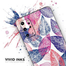 Seamless Pink & Blue Color Leaves - Premium Vinyl Skin Decal for Samsung Galaxy S25 Ultra, S24, S23, S22 & All Galaxy S Models