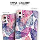 Seamless Pink & Blue Color Leaves - Premium Vinyl Skin Decal for Samsung Galaxy S25 Ultra, S24, S23, S22 & All Galaxy S Models