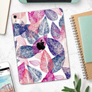 Seamless Pink & Blue Color Leaves - Full Body Skin Decal for the Apple iPad Pro 12.9", 11", 10.5", 9.7", Air or Mini (All Models Available)