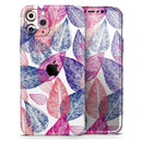 Seamless Pink & Blue Color Leaves - Vinyl Skin Wrap for iPhone 17 Pro Max, 17 Pro, 17 Air, 17, 16 & All Models — Soft Matte or Ultra Gloss