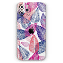 Seamless Pink & Blue Color Leaves - Vinyl Skin Wrap for iPhone 17 Pro Max, 17 Pro, 17 Air, 17, 16 & All Models — Soft Matte or Ultra Gloss