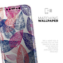 Seamless Pink & Blue Color Leaves - Vinyl Skin Wrap for iPhone 17 Pro Max, 17 Pro, 17 Air, 17, 16 & All Models — Soft Matte or Ultra Gloss