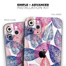Seamless Pink & Blue Color Leaves - Vinyl Skin Wrap for iPhone 17 Pro Max, 17 Pro, 17 Air, 17, 16 & All Models — Soft Matte or Ultra Gloss