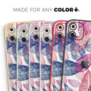 Seamless Pink & Blue Color Leaves - Vinyl Skin Wrap for iPhone 17 Pro Max, 17 Pro, 17 Air, 17, 16 & All Models — Soft Matte or Ultra Gloss