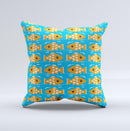 Seamless Vector Gold Fish ink-Fuzed Decorative Throw Pillow
