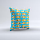 Seamless Vector Gold Fish ink-Fuzed Decorative Throw Pillow
