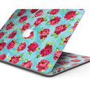 Shabby Chic Flowers over Aqua Watercolor Pattern - Skin Decal Wrap Kit Compatible with the Apple MacBook Pro, Pro with Touch Bar or Air (11", 12", 13", 15" & 16" - All Versions Available)