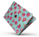 Shabby Chic Flowers over Aqua Watercolor Pattern - Skin Decal Wrap Kit Compatible with the Apple MacBook Pro, Pro with Touch Bar or Air (11", 12", 13", 15" & 16" - All Versions Available)